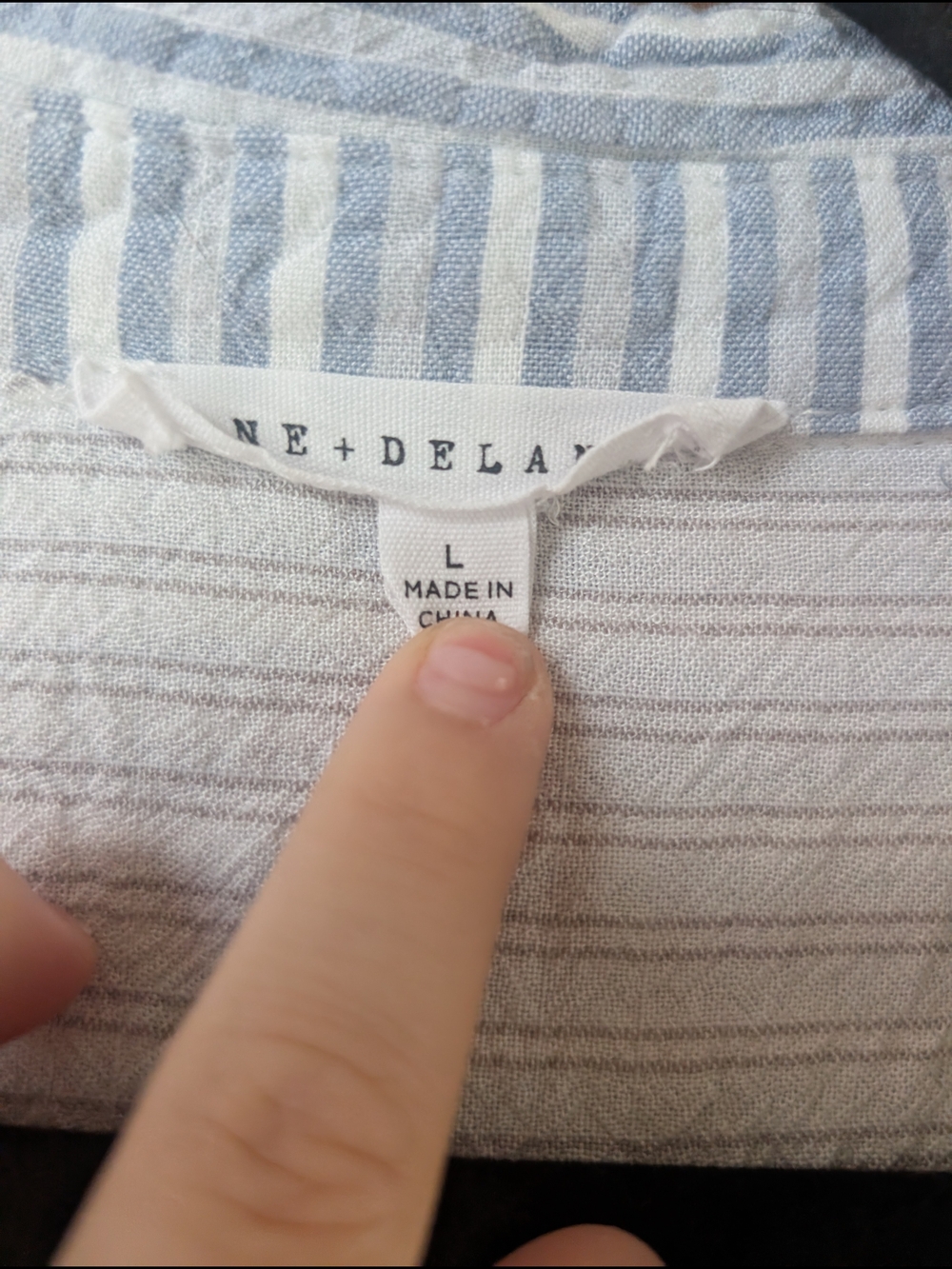Jane and Delancey Light Blue and White Striped Button Shirt - Picture 3 of 7